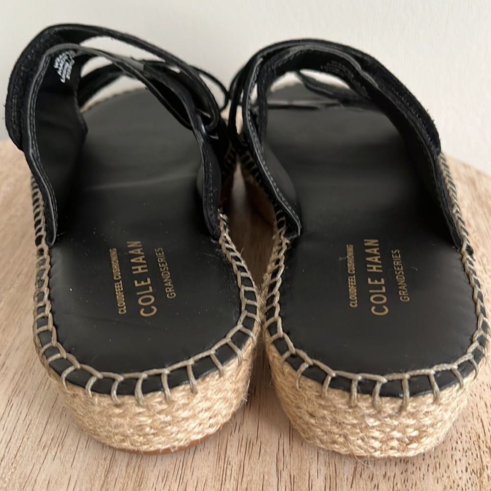 Cole Haan Cloudfeel Espadrille Double Strap Leather Slides with Jute, 5, NWOB - Picture 8 of 10